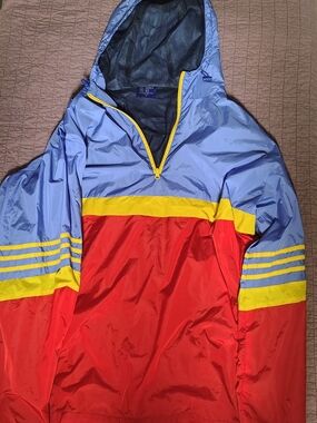 Series Six Colorblock Anorak Jacket Mens XXL Blue Red Yellow Hooded Windbreaker